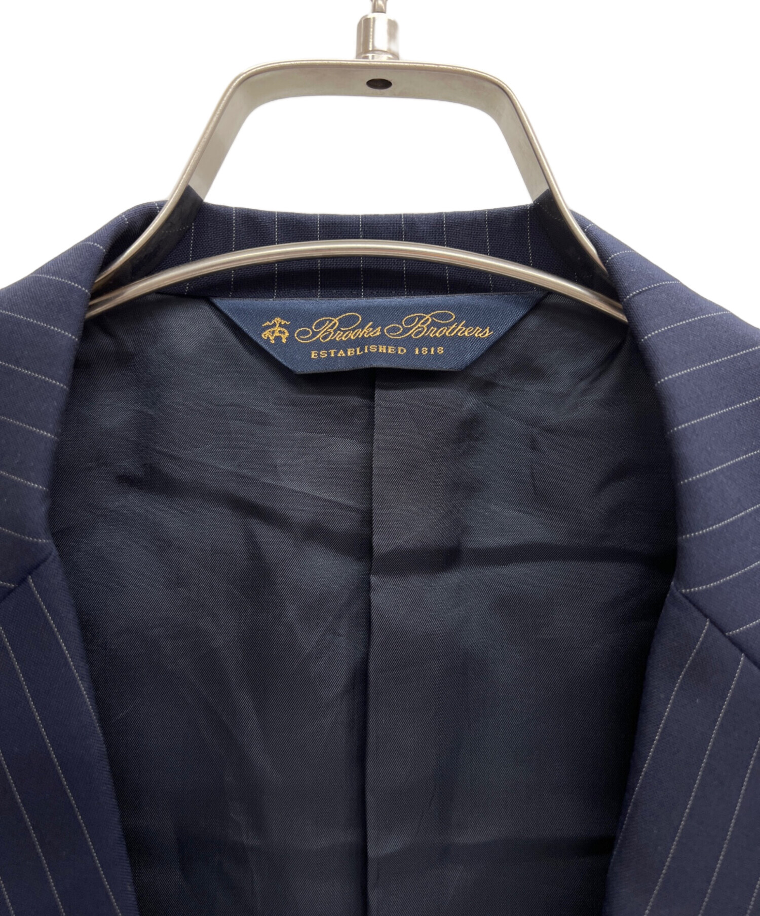 ブルックスブラザーズ　スーツ　セットアップ　濃紺　ストライプ　裏地ロゴ　ビジネス 中古・古着通販】BROOKS BROTHERS (ブルックスブラザーズ) ストライプ