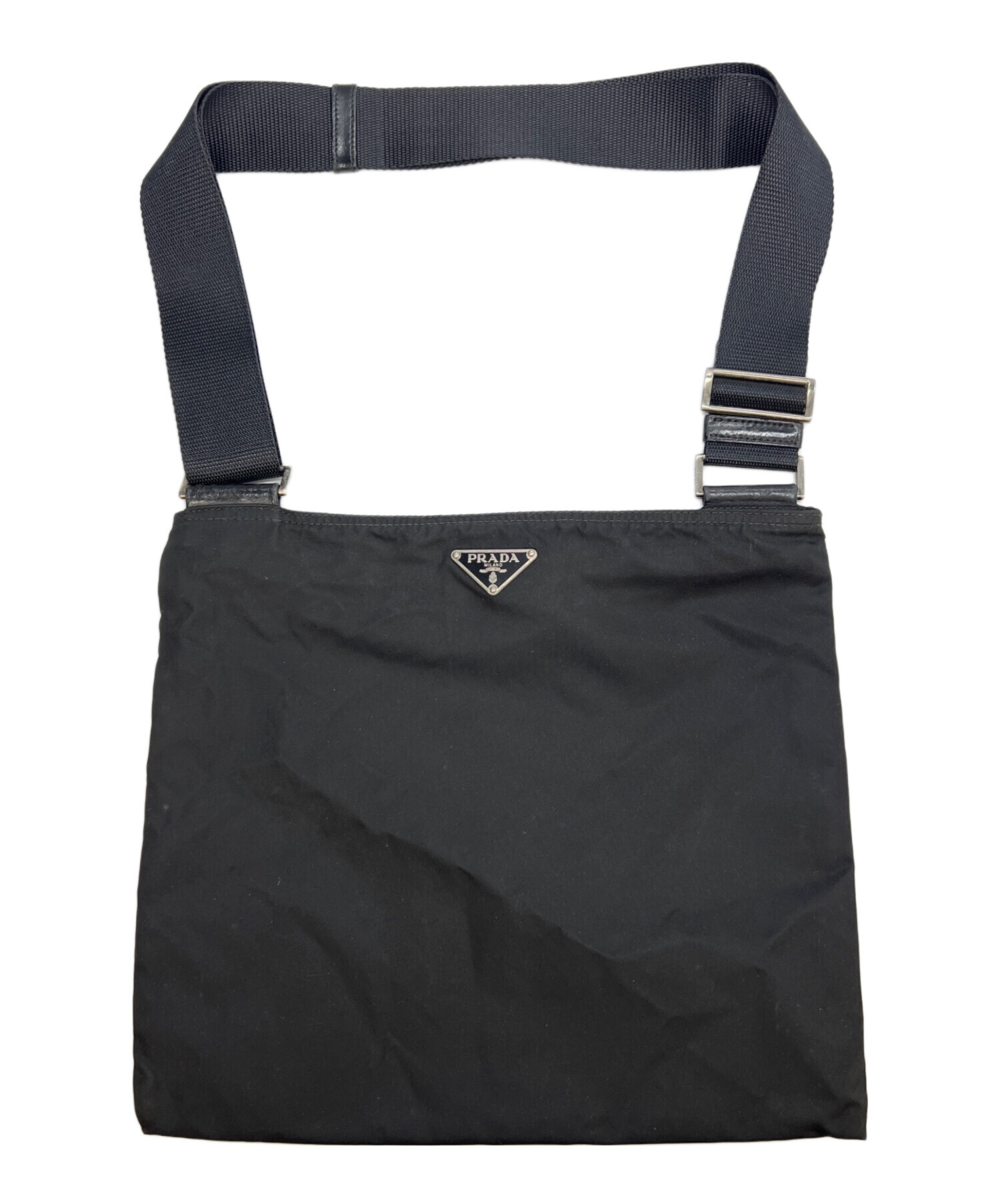 PRADA プラダ ナイロン ショルダーバッグチャック不具合あり 中古・古着通販】PRADA (プラダ) ナイロンショルダーバッグ ブラック