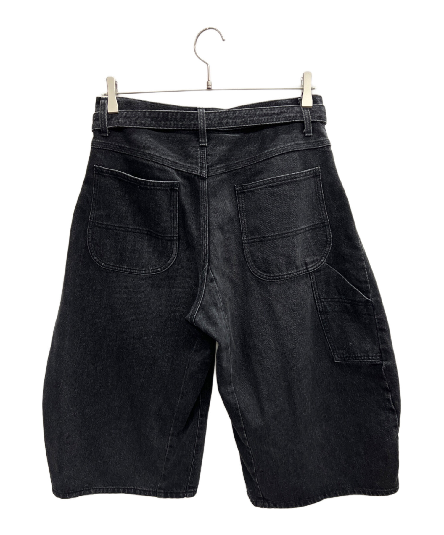 中古・古着通販】sacai (サカイ) デニムハーフパンツ ブラック サイズ