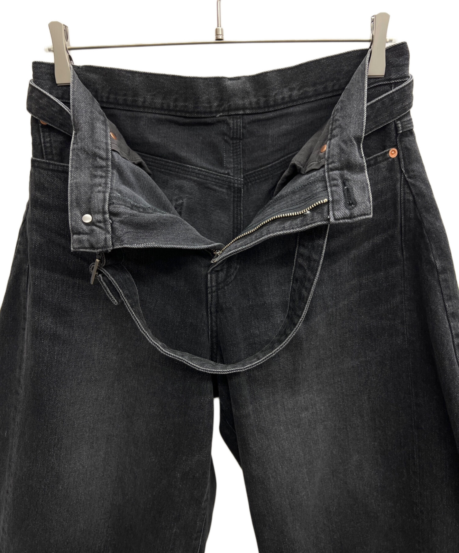 中古・古着通販】sacai (サカイ) デニムハーフパンツ ブラック サイズ
