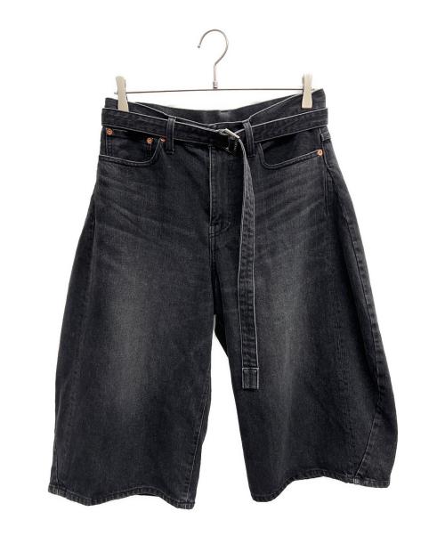 中古・古着通販】sacai (サカイ) デニムハーフパンツ ブラック サイズ