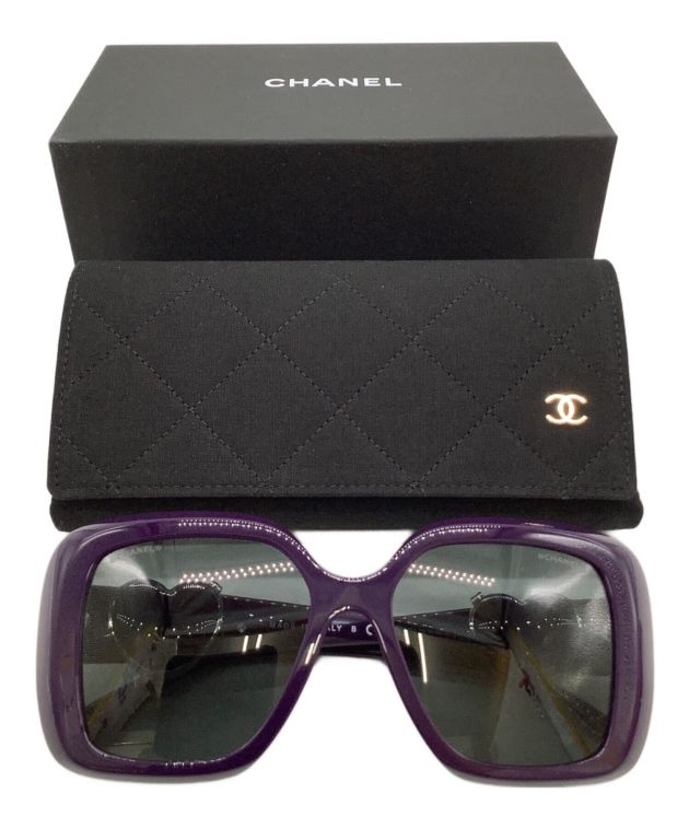 CHANEL サングラス　パープル　美品 中古・古着通販】CHANEL (シャネル) スクエアシェイプサングラス