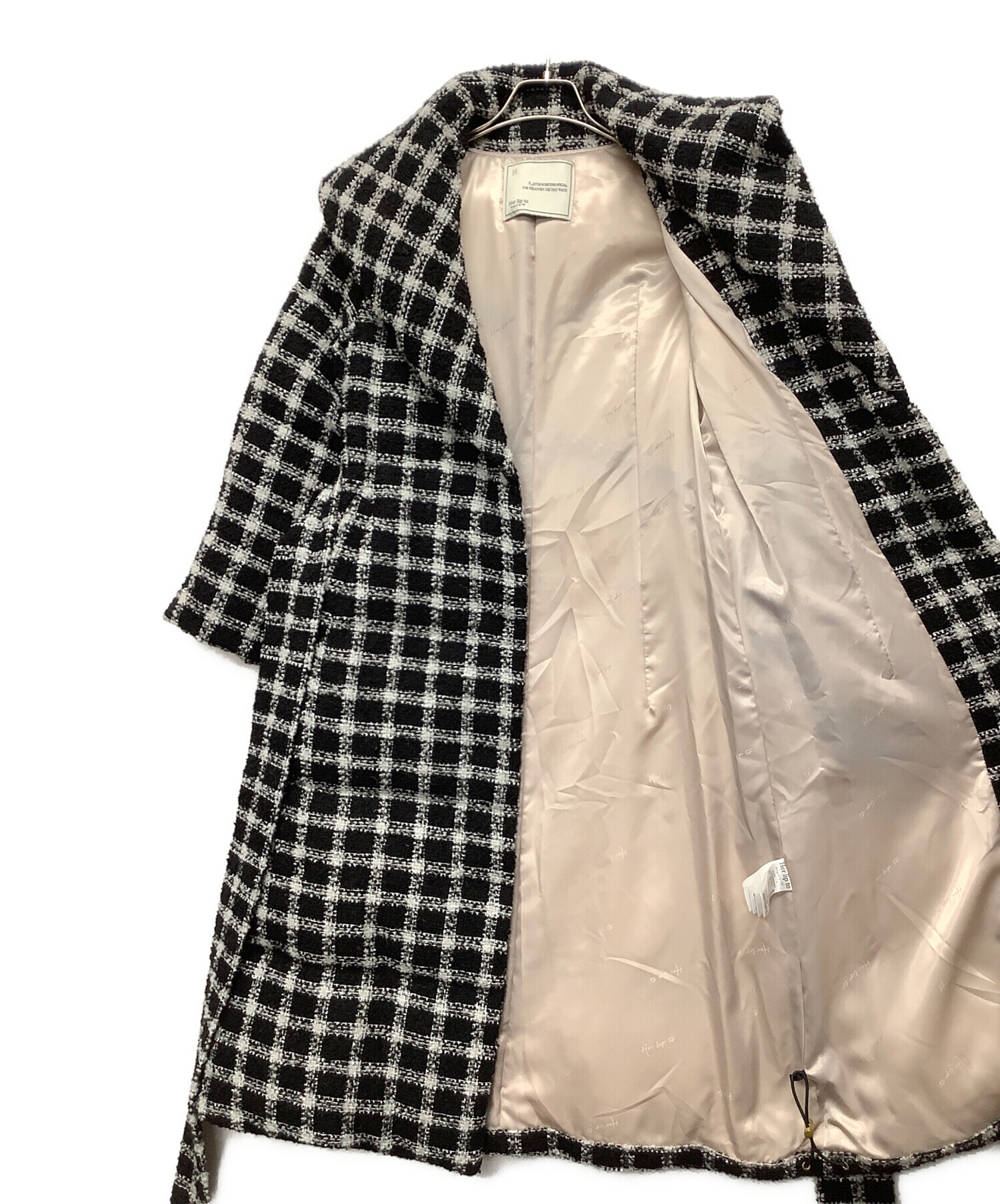 Her lip to / Loop Yarn Belted Down Coat/コート/S/ポリエステル/WHT/1214307062// 中古・古着通販】HER LIP TO (ハーリップトゥ) Loop Yarn Tweed Belted