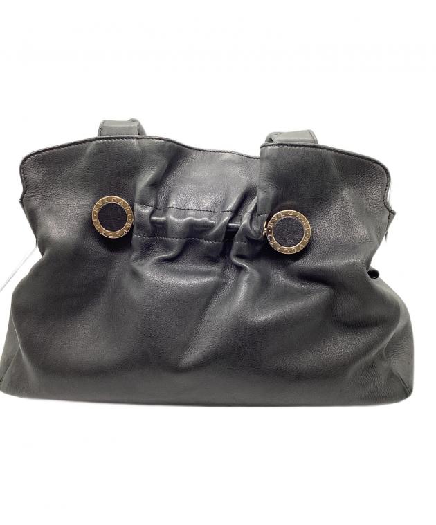 中古・古着通販】BVLGARI (ブルガリ) レザーショルダーバッグ ブラック 