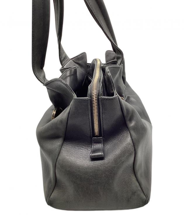 中古・古着通販】BVLGARI (ブルガリ) レザーショルダーバッグ ブラック