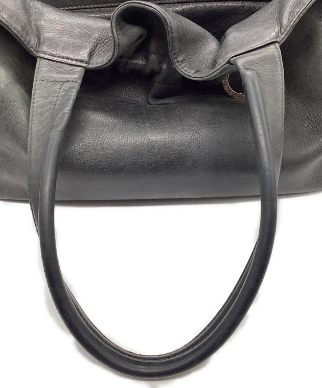 中古・古着通販】BVLGARI (ブルガリ) レザーショルダーバッグ ブラック