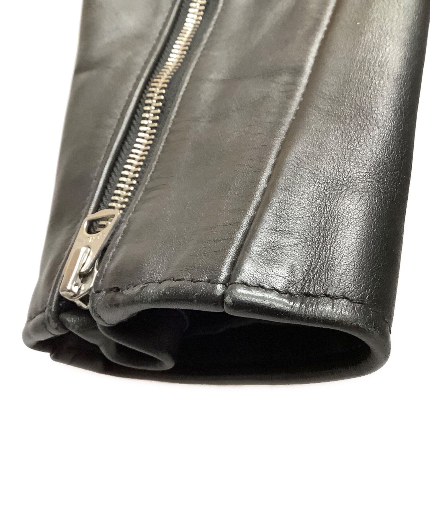 Schott ブラック レザー シングルライダースジャケット 34 Schott 34サイズ黒 レザー シングルライダースジャケット