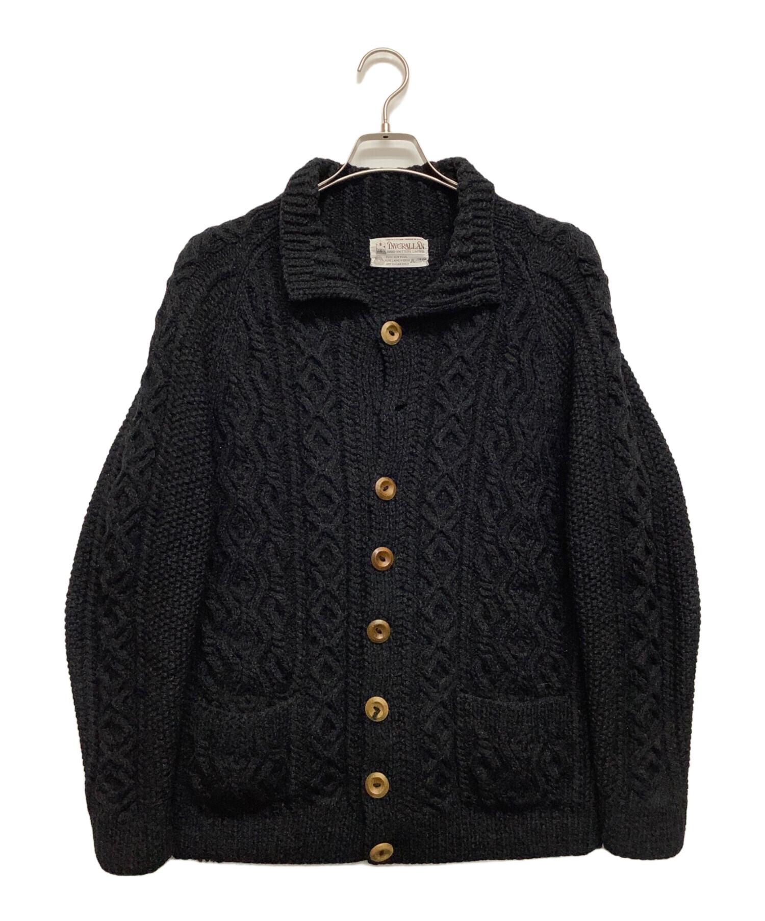 Inverallan ネイビー ケーブルニットカーディガン　L 中古・古着通販】INVERALLAN (インバーアラン) ケーブルニット