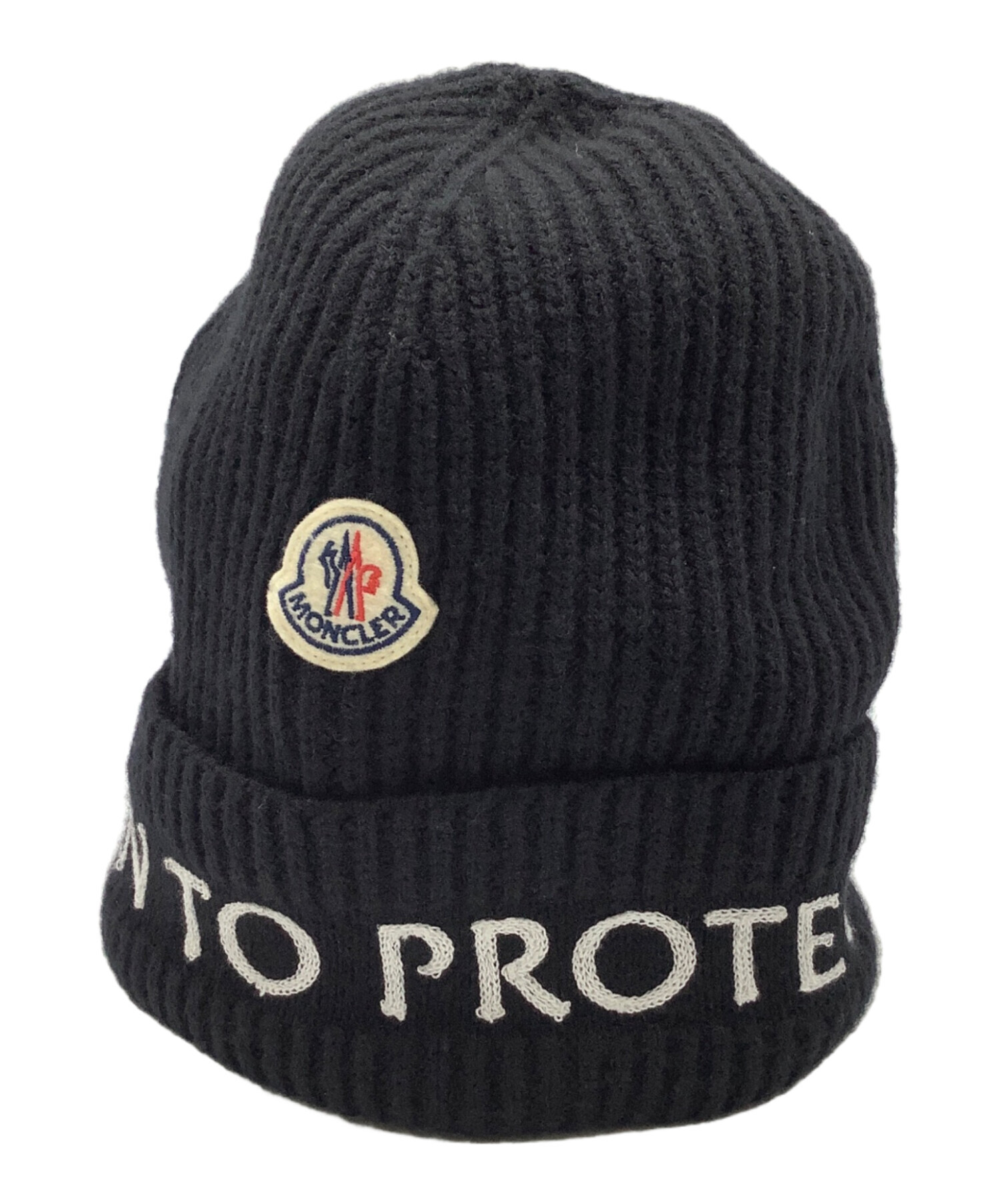 未使用品 MONCLER ブラック ニット帽 中古・古着通販】MONCLER (モンクレール) ニット帽 ブラック｜ブランド