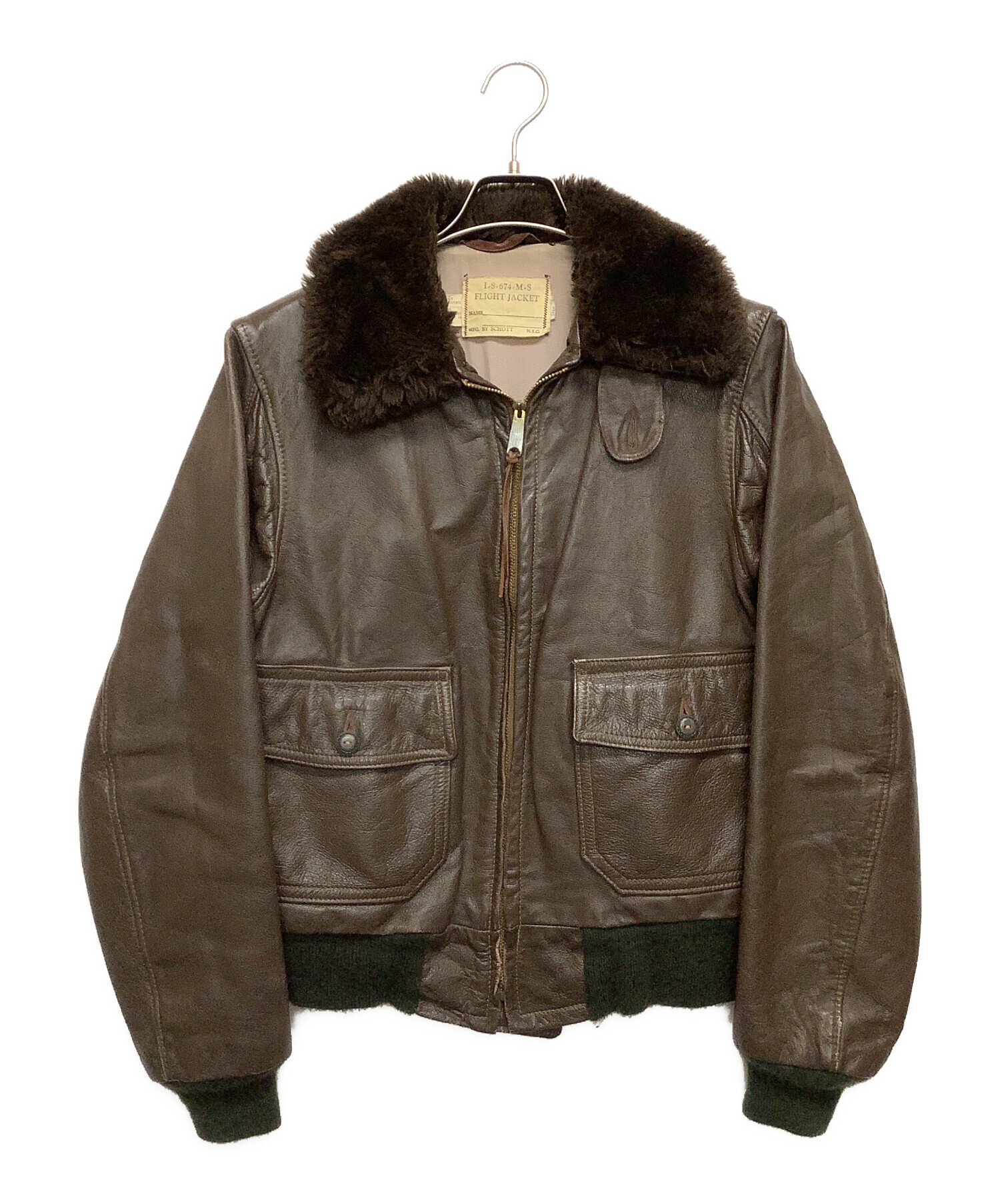 【良品】SchottショットG-1 MA-1フライトジャケット38 ライナー付き 中古・古着通販】Schott (ショット) G-1 フライトジャケット ブラウン