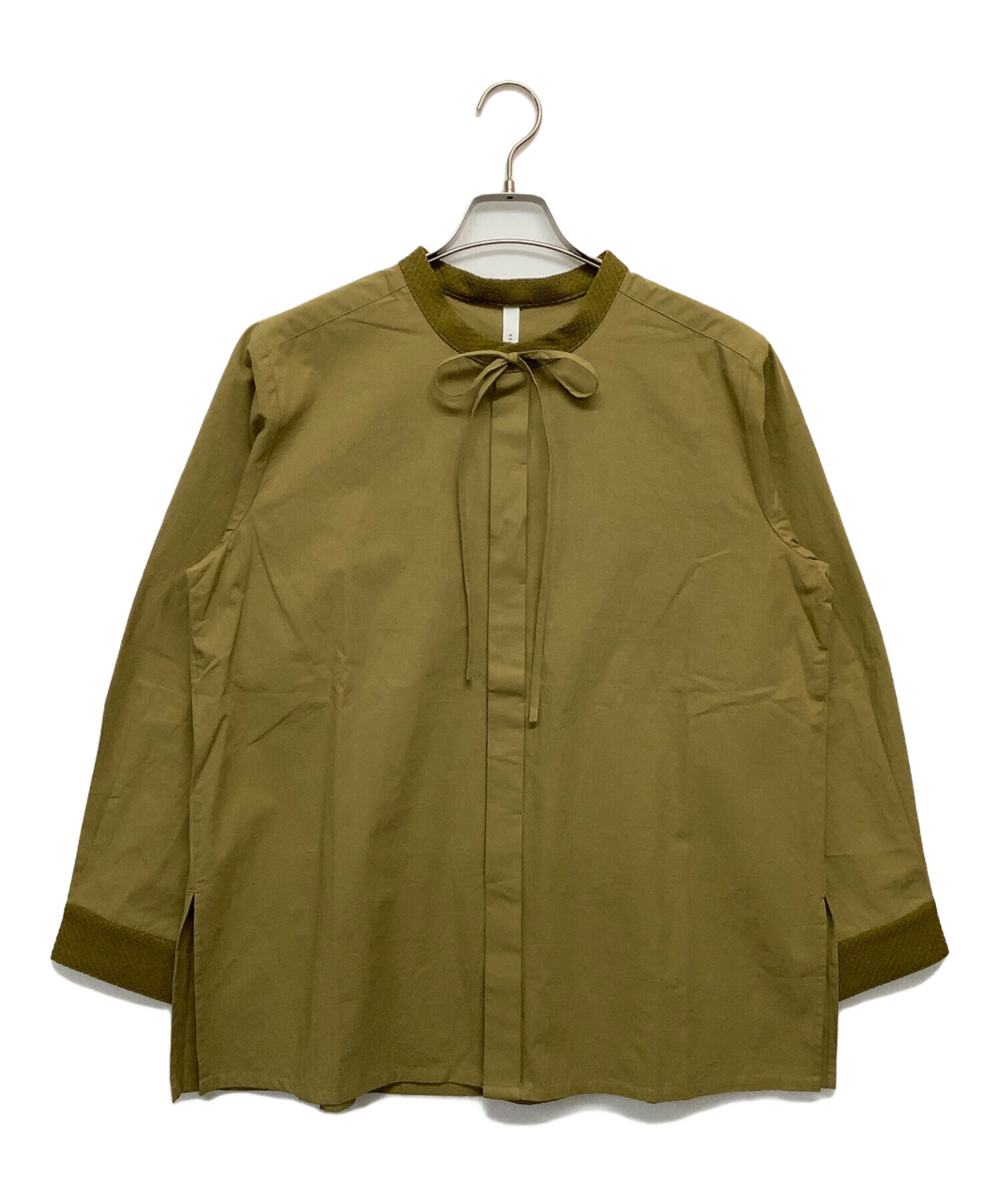 中古・古着通販】kelen (ケレン) バンドカラーシャツ カーキ サイズ:S 