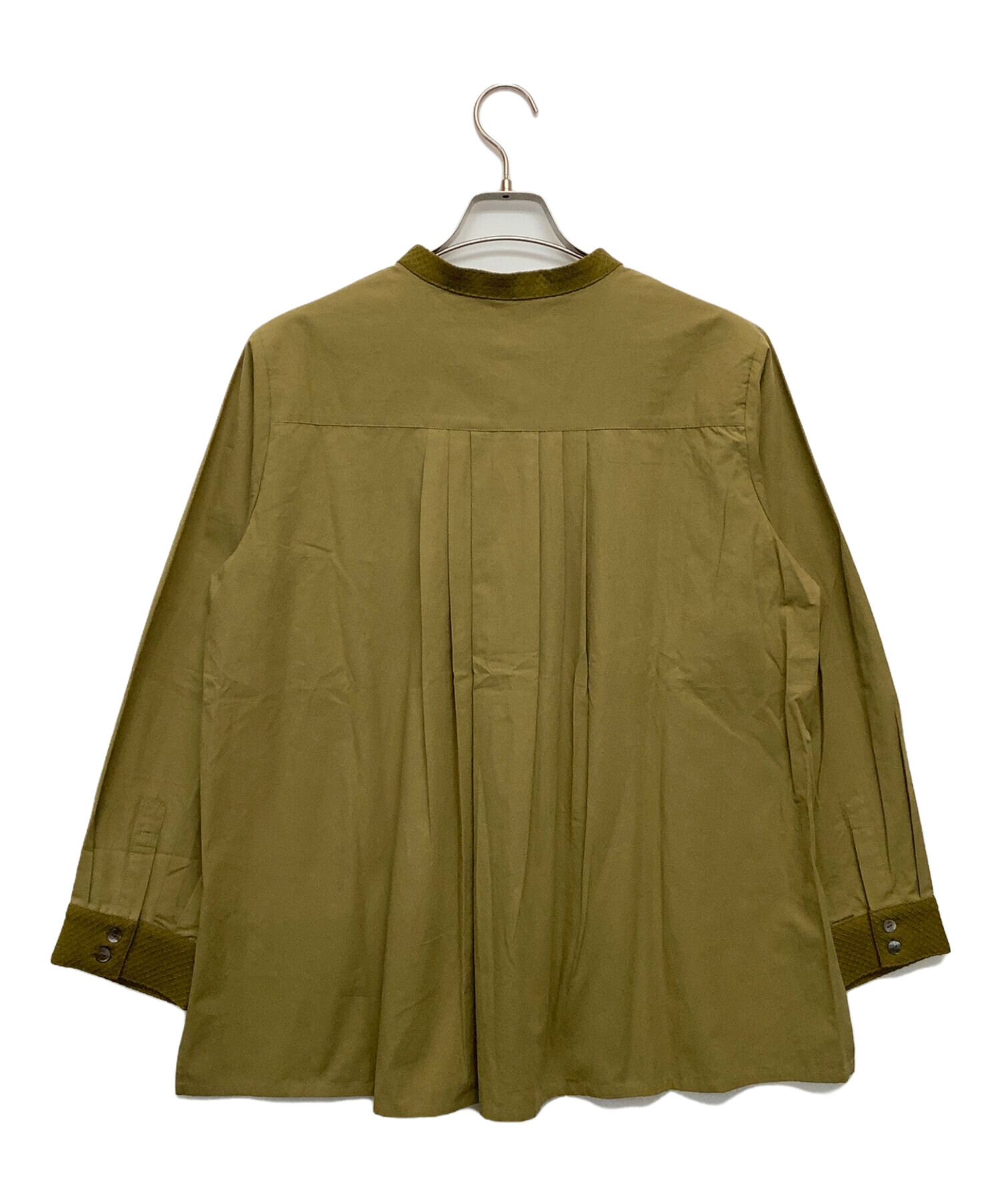 中古・古着通販】kelen (ケレン) バンドカラーシャツ カーキ サイズ:S 