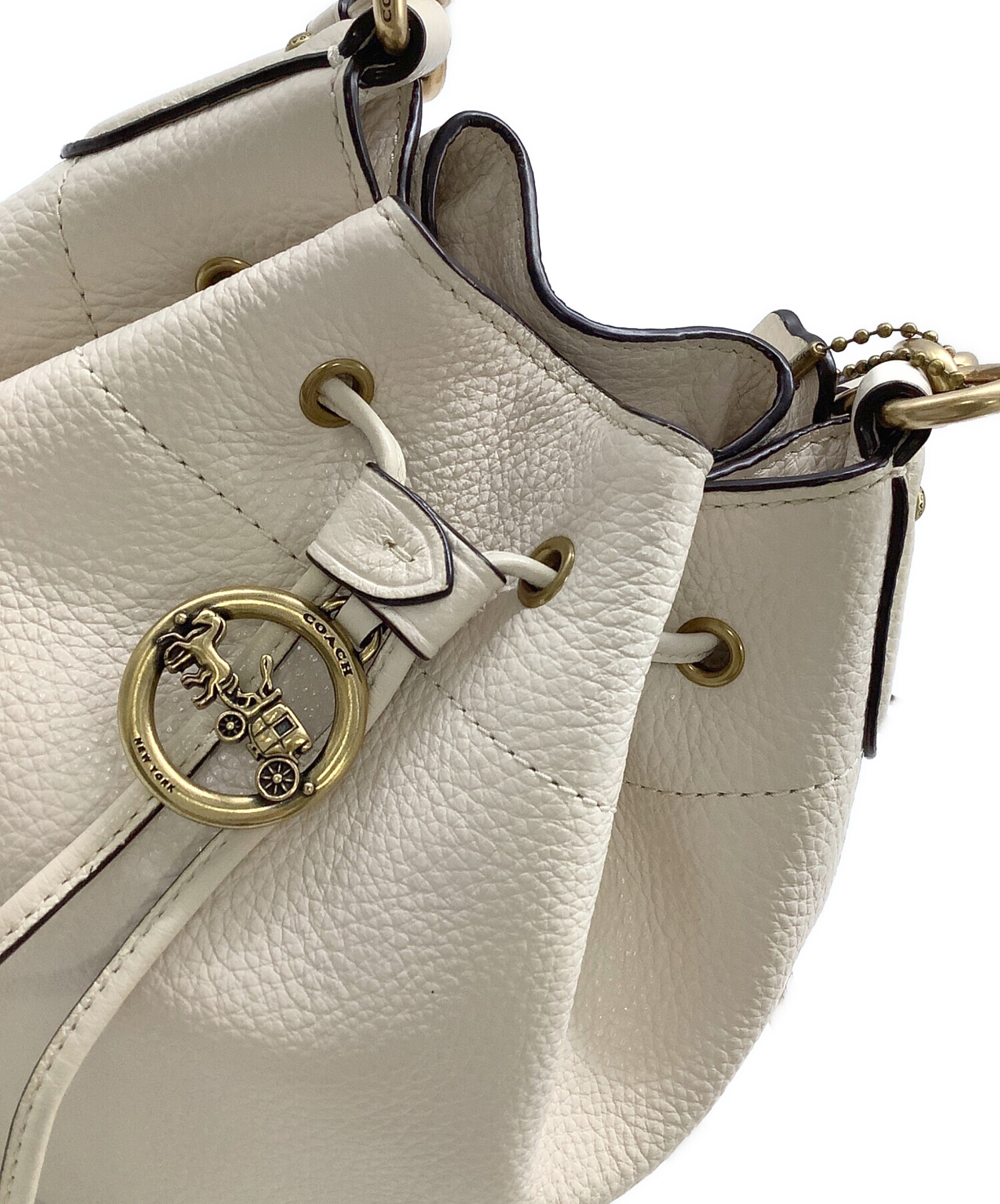 中古・古着通販】COACH (コーチ) 巾着ショルダーバッグ ベージュ