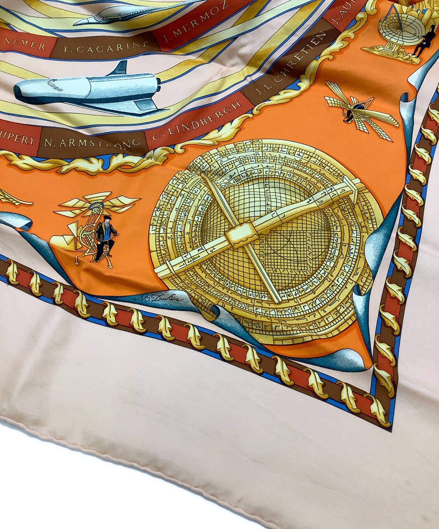 中古・古着通販】HERMES (エルメス) スカーフ ベージュ×オレンジ