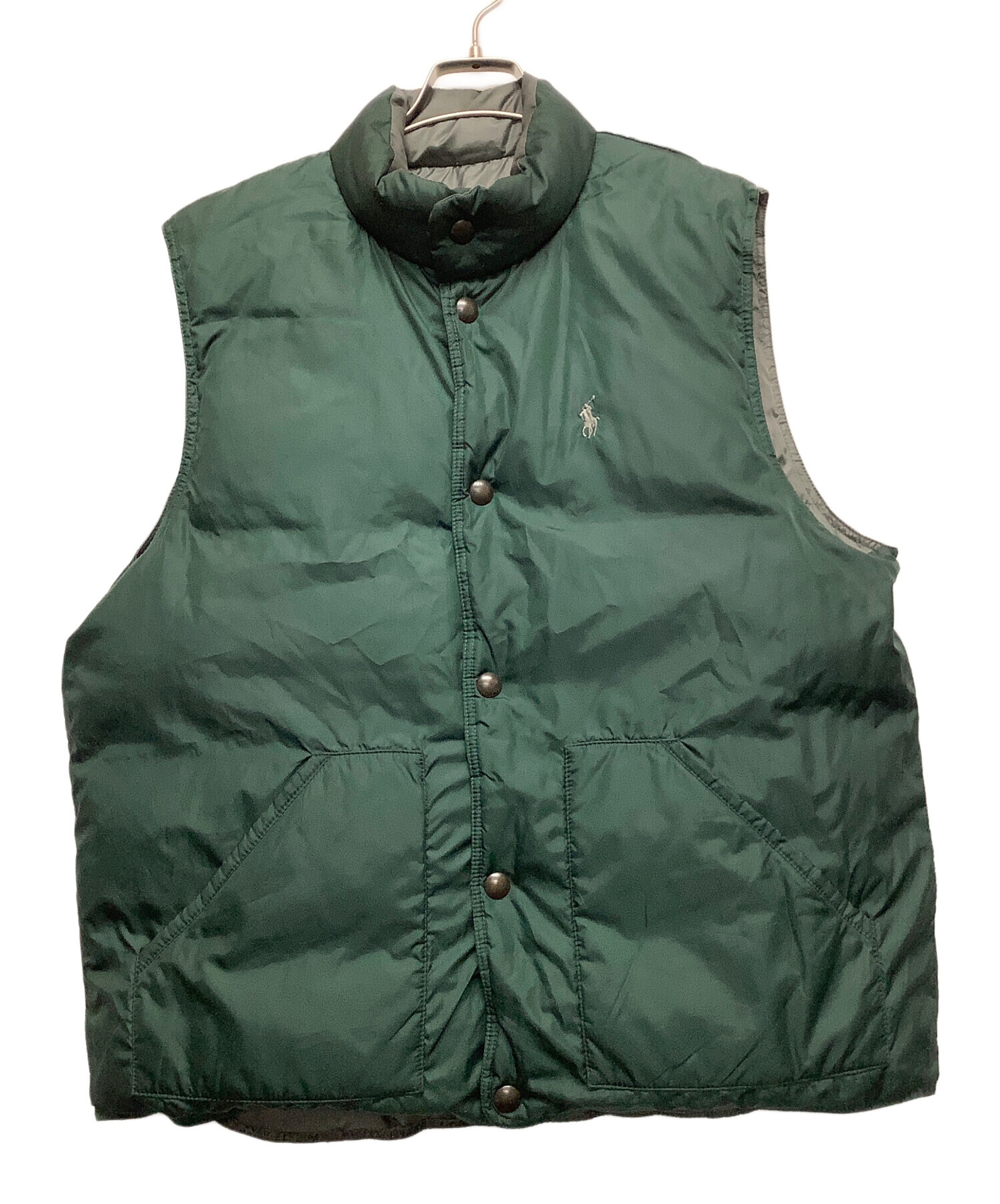 【美品】ラルフローレン・ダウンベスト グリーン&グレー(リバーシブル) 中古・古着通販】POLO RALPH LAUREN (ポロ・ラルフローレン