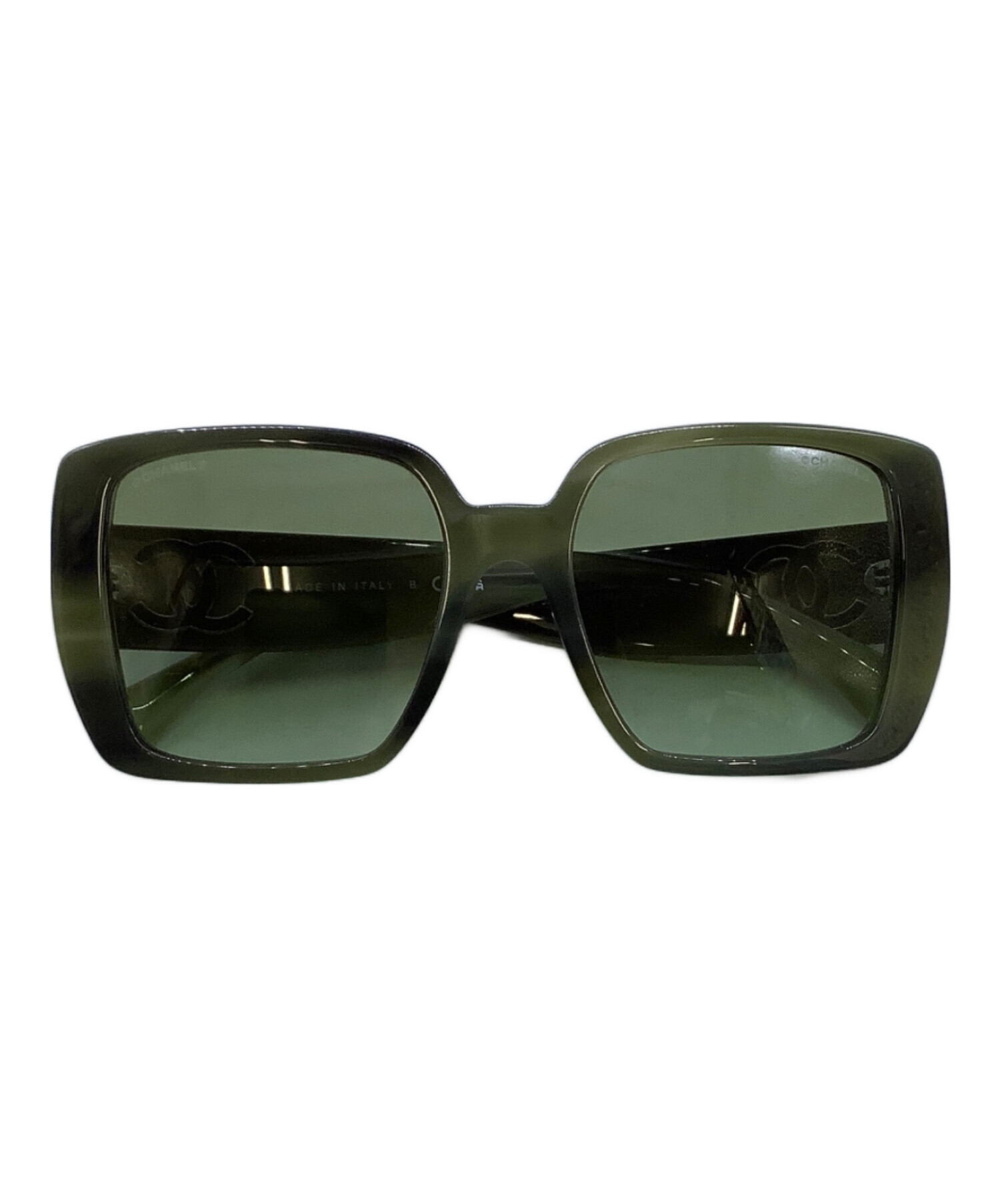 シャネル　サングラス　グリーン 中古・古着通販】CHANEL (シャネル) サングラス グリーン×ブラック