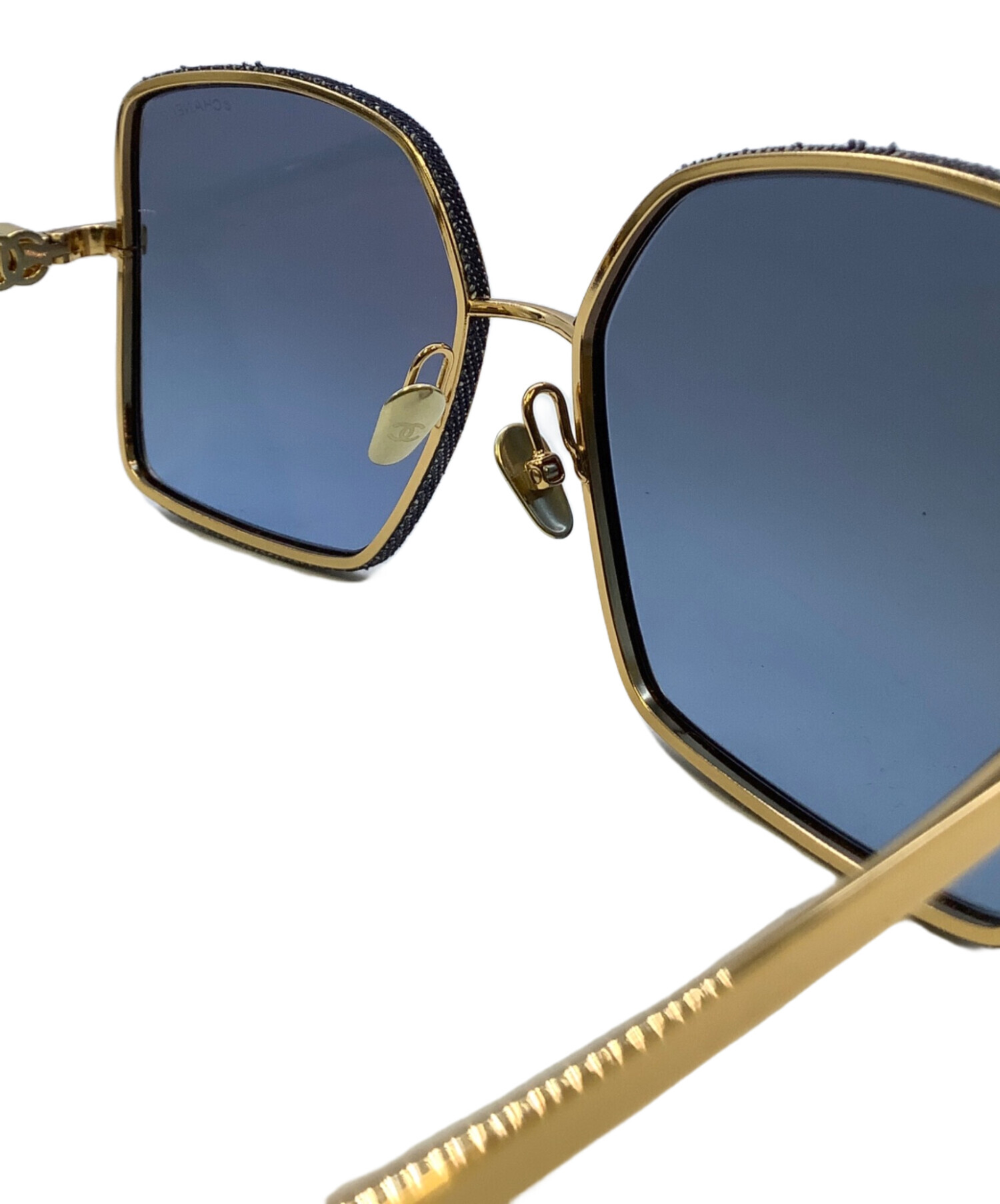 【限定値下げ】 美品CHANEL サングラス 青 ほぼ未使用。 極美品 CHANEL シャネル サングラス 眼鏡 ココマーク リムレス フチ