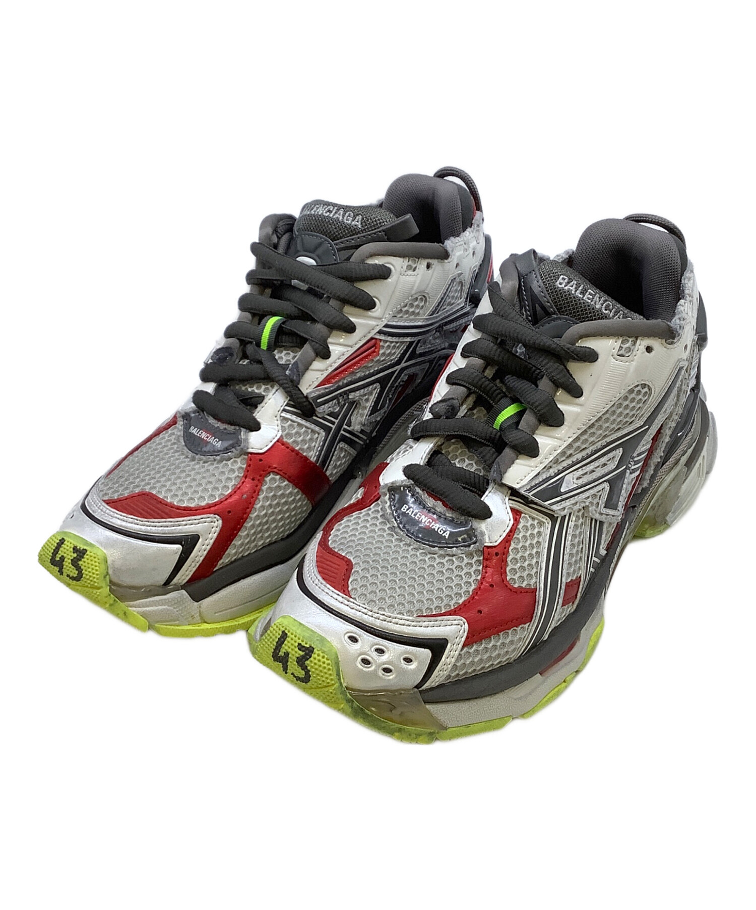 BALENCIAGA グレー レッド スニーカー 中古・古着通販】BALENCIAGA (バレンシアガ) スニーカー グレー×レッド