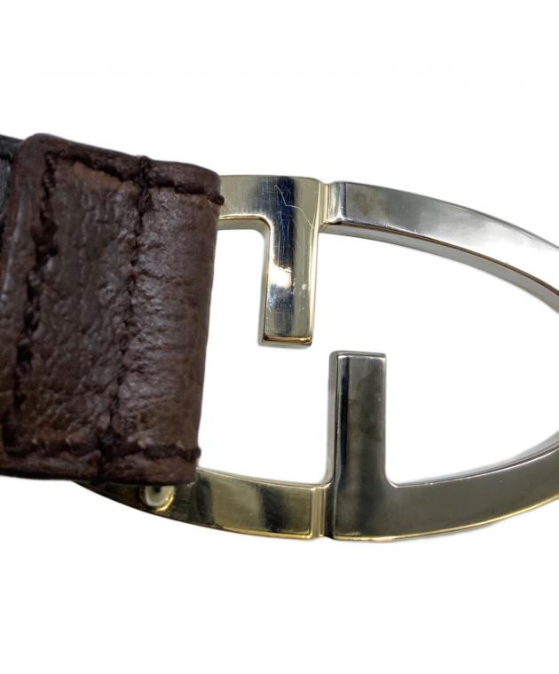 中古・古着通販】GUCCI (グッチ) レザーベルト GGオーバルロゴバックル