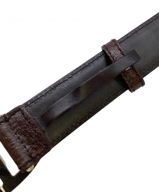 GUCCI ブラウンレザーベルト （ヴィンテージ）レア★未使用/新古品 中古・古着通販】GUCCI (グッチ) レザーベルト GGオーバルロゴバックル