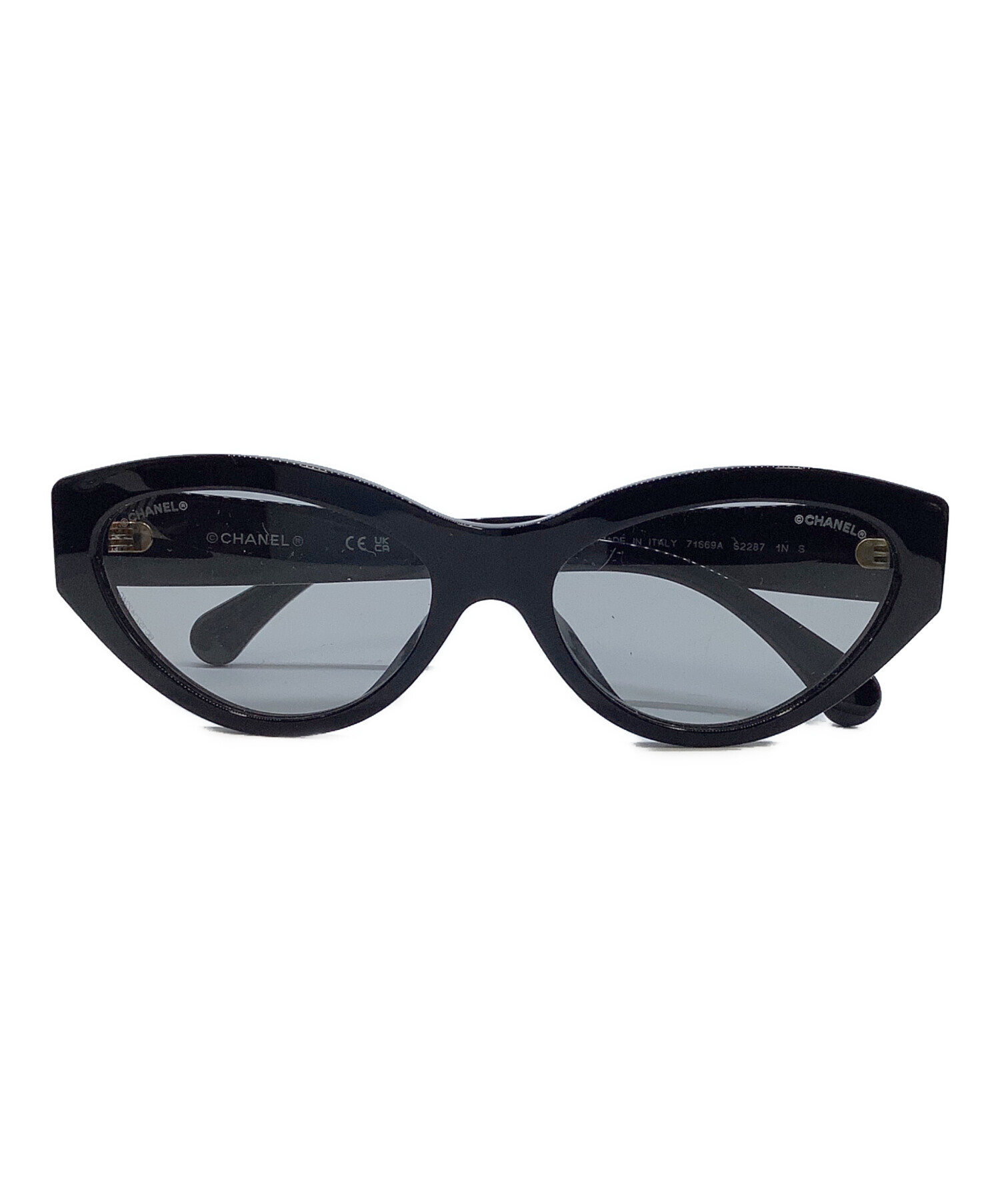 【超貴重】CHANEL ブラックレザー　サングラス 中古・古着通販】CHANEL (シャネル) サングラス ブラック｜ブランド