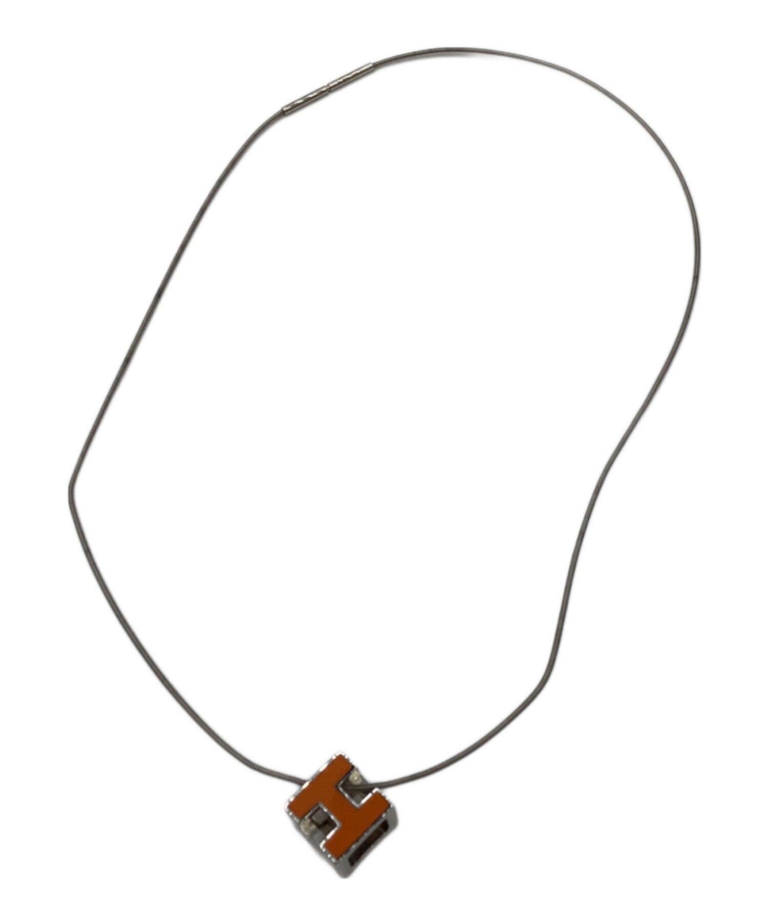 中古・古着通販】HERMES (エルメス) Hキューブネックレス オレンジ