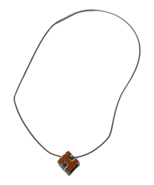 HERMES 　H字モチーフ　キューブネックレス 中古・古着通販】HERMES (エルメス) Hキューブネックレス オレンジ