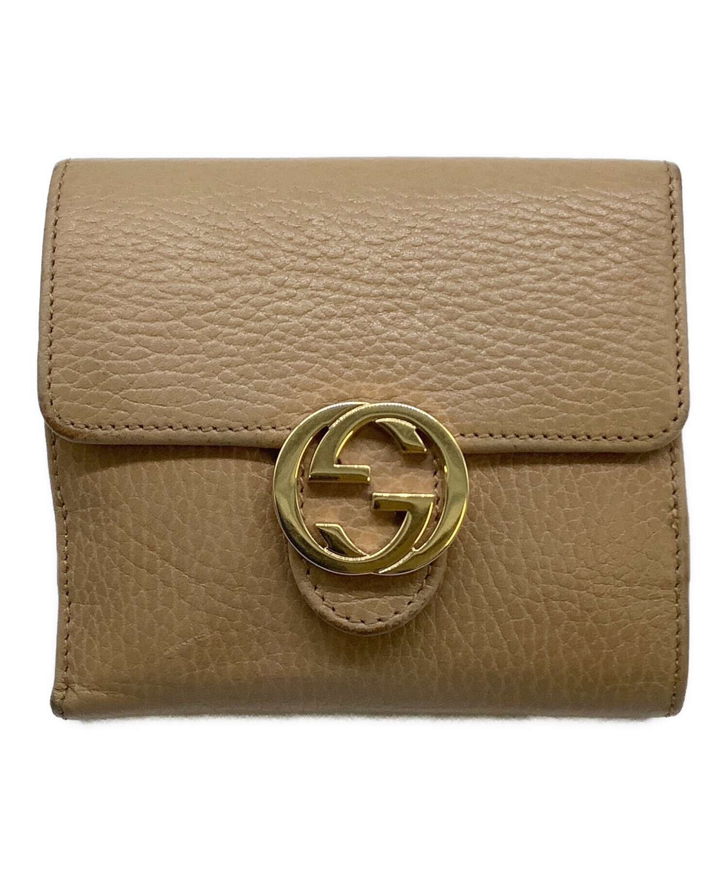 中古・古着通販】GUCCI (グッチ) 2つ折り財布 ベージュ｜ブランド 