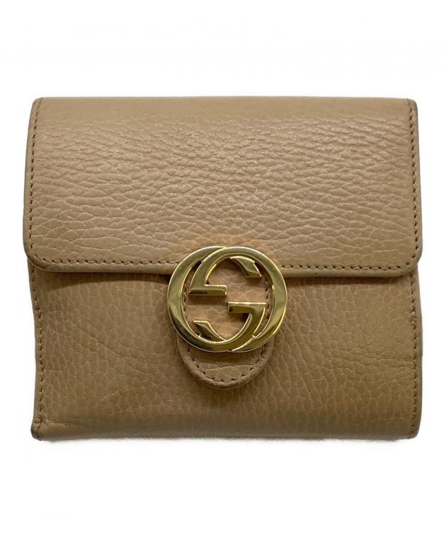 GUCCI グッチ 二つ折財布 ベージュ グッチ GUCCI 二つ折り財布 ミニ財布 レディース プチ マーモント