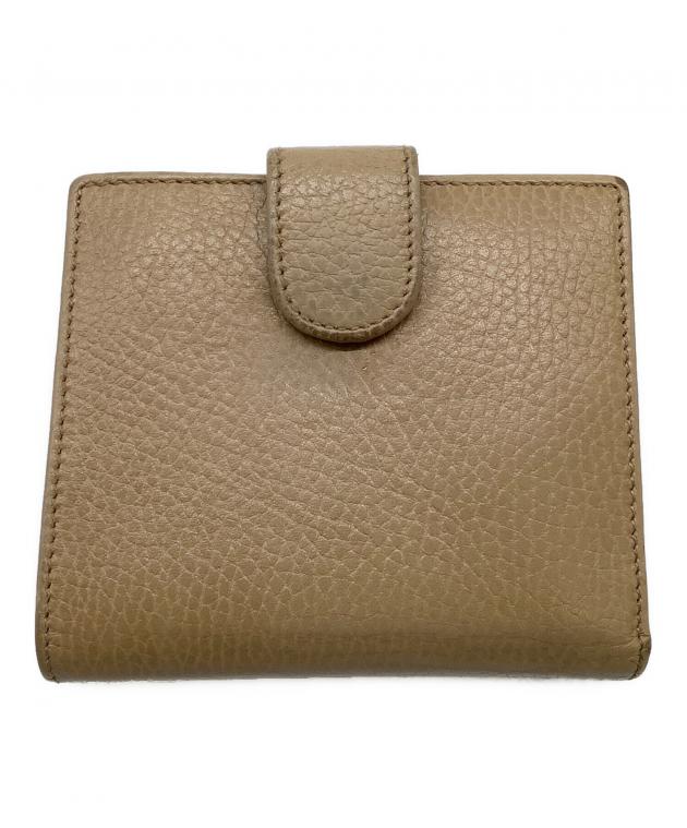 【中古】GUCCI ベージュ レザー 二つ折り財布 中古・古着通販】GUCCI (グッチ) 2つ折り財布 ベージュ｜ブランド