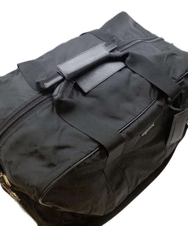 中古訳PRADAプラダ大型ボストンバッグ型押黒　訳あり 中古・古着通販】PRADA (プラダ) ボストンバッグ ブラック｜ブランド