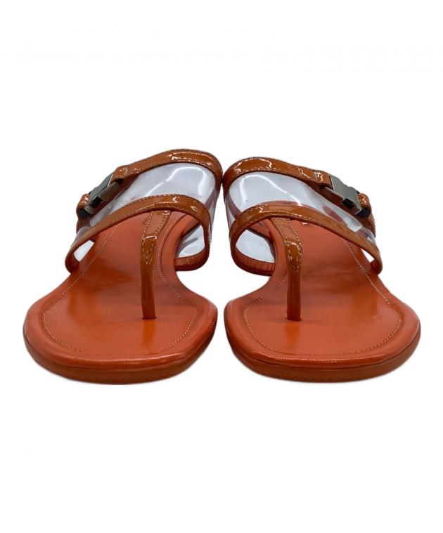 Pradaプラダオレンジミュールサンダル35.5 中古・古着通販】PRADA (プラダ) リネアロッサミュール PRADA オレンジ