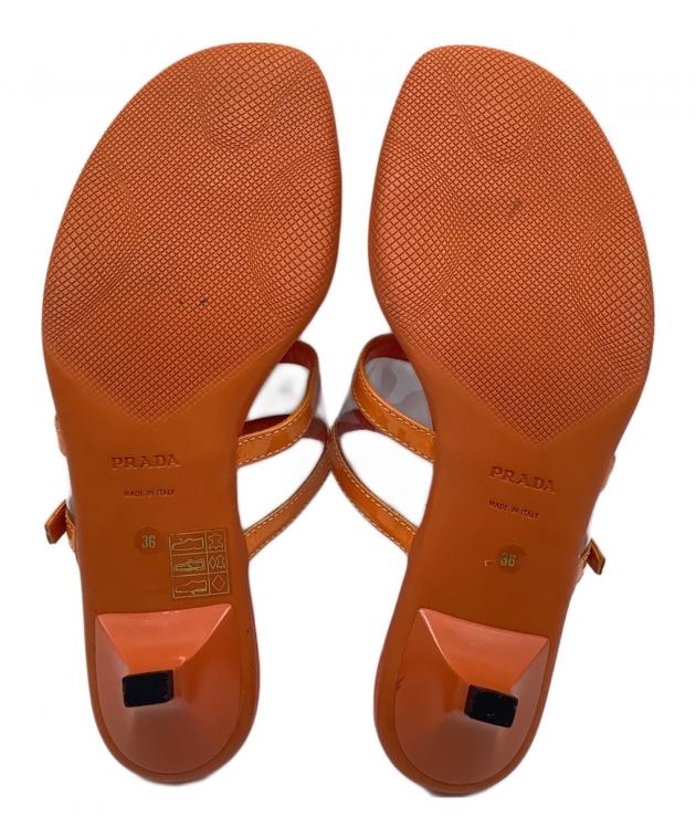 Pradaプラダオープントゥサンダル オレンジブラウン 中古・古着通販】PRADA (プラダ) リネアロッサミュール PRADA オレンジ
