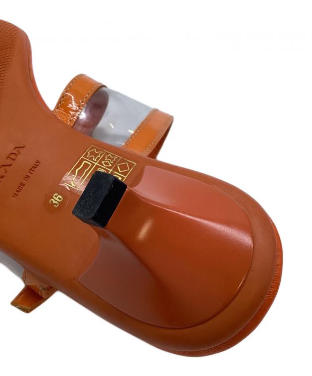 Pradaプラダオレンジミュールサンダル35.5 中古・古着通販】PRADA (プラダ) リネアロッサミュール PRADA オレンジ