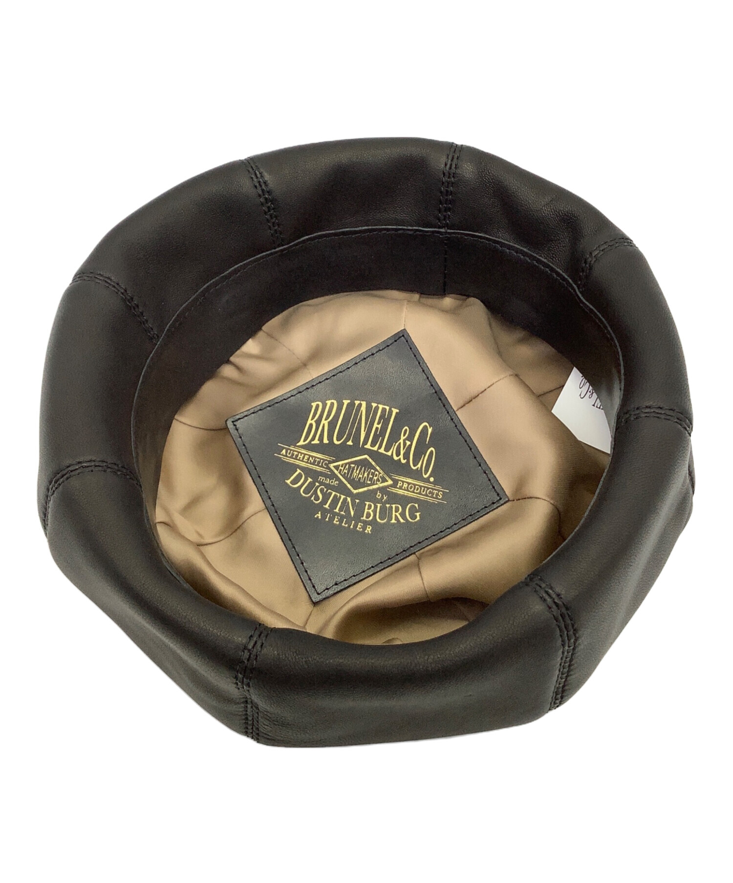 BRUNEL ブルーネル オール ヌバックレザー ベレー帽 size 58.5 中古・古着通販】brunel&co (ブルーネル) レザーベレー帽 ブラック
