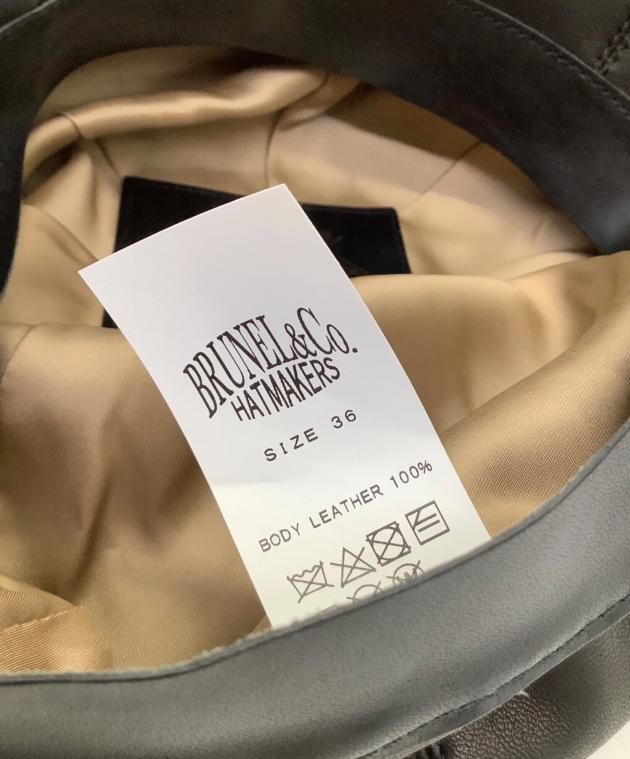 BRUNEL ブルーネル オール ヌバックレザー ベレー帽 size 58.5 中古・古着通販】brunel&co (ブルーネル) レザーベレー帽 ブラック