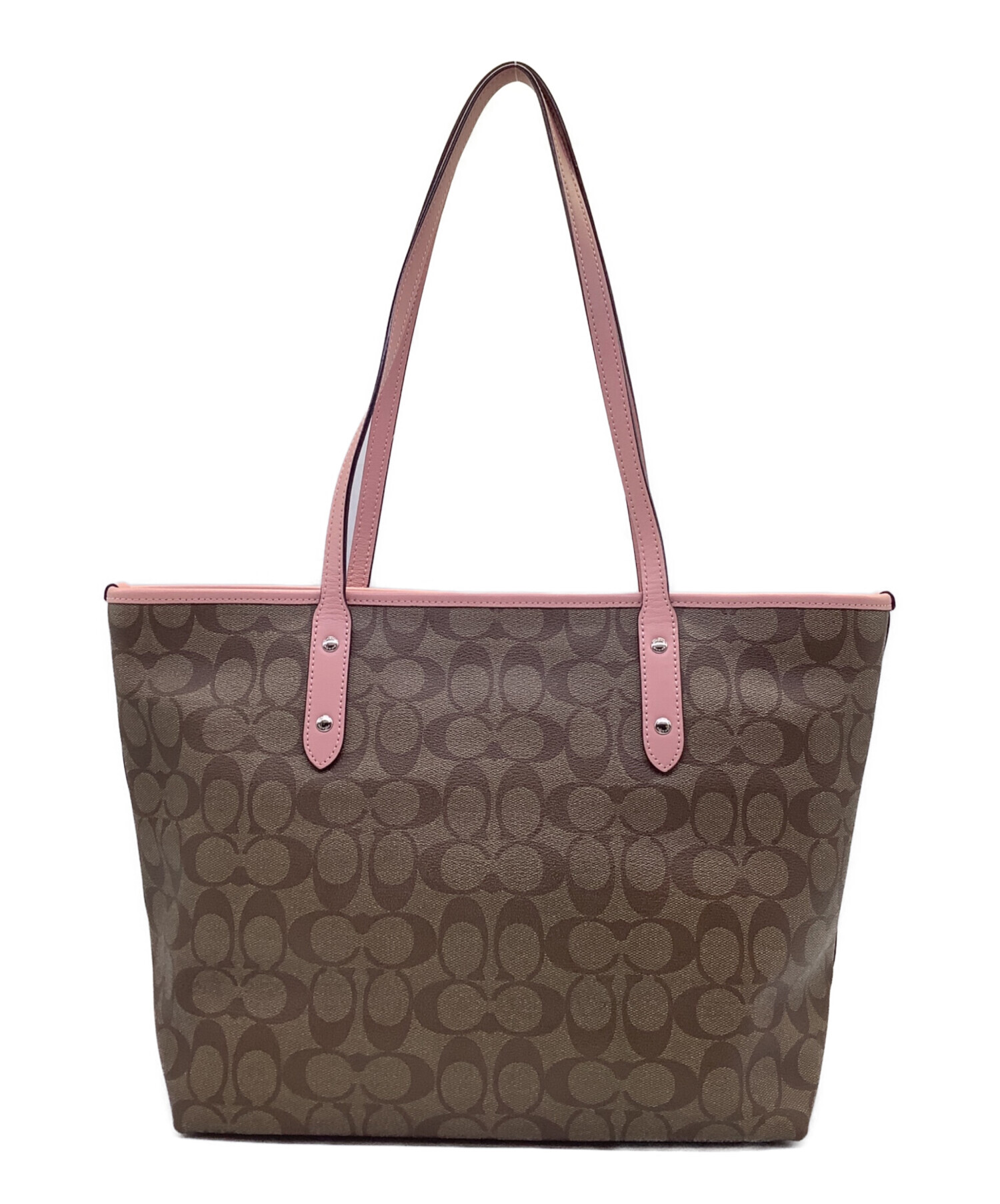 中古・古着通販】COACH (コーチ) トートバッグ ベージュ×ピンク