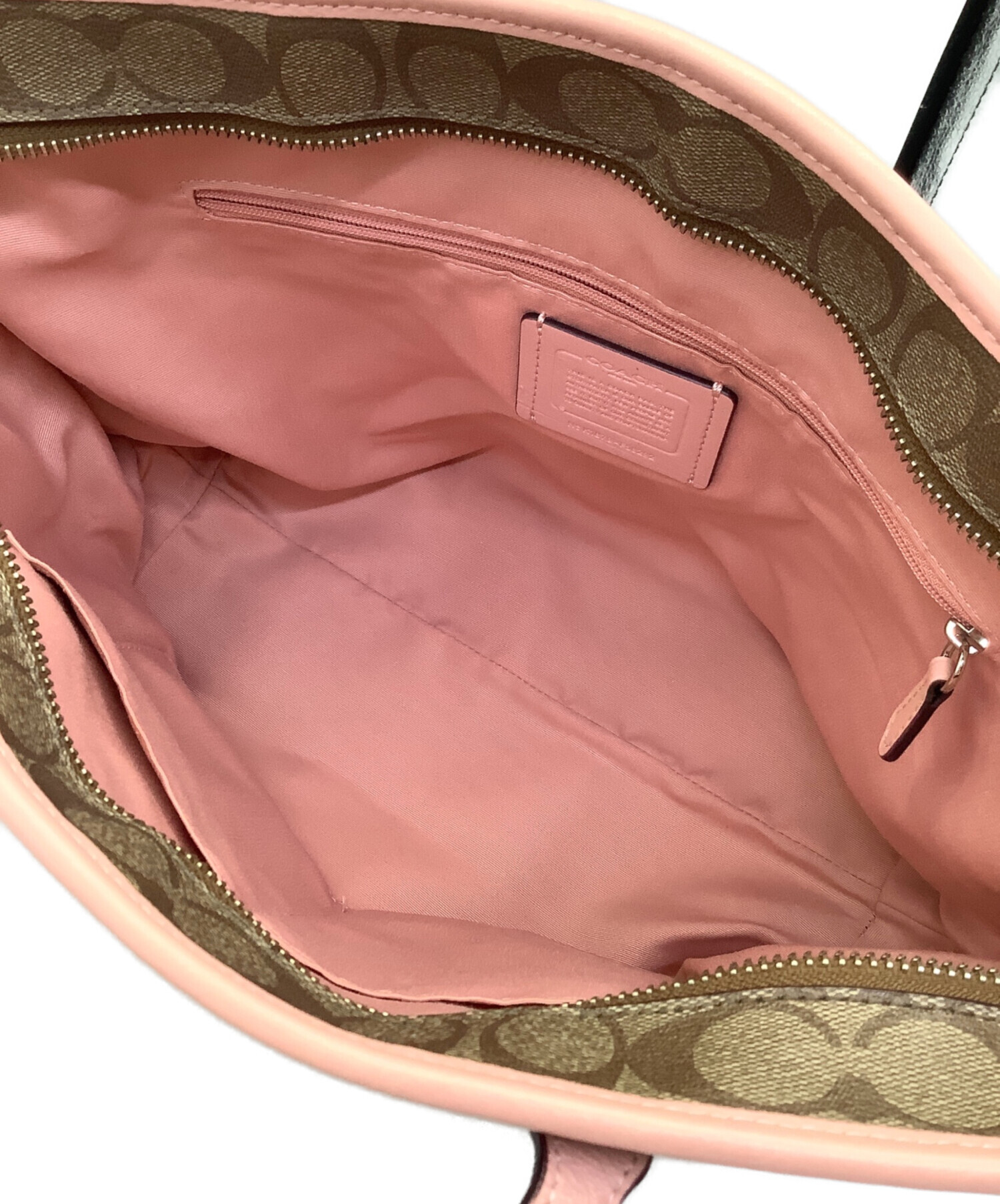 中古・古着通販】COACH (コーチ) トートバッグ ベージュ×ピンク