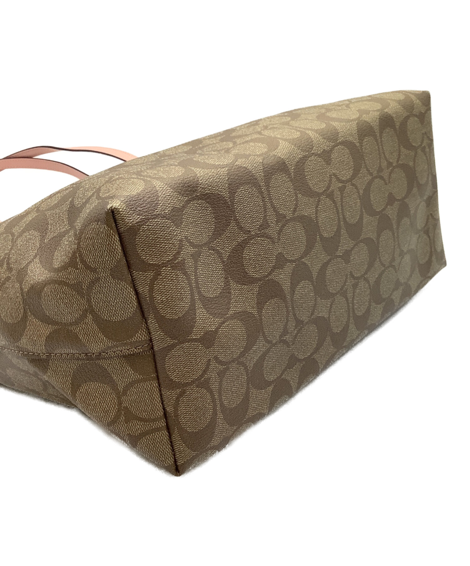 中古・古着通販】COACH (コーチ) トートバッグ ベージュ×ピンク