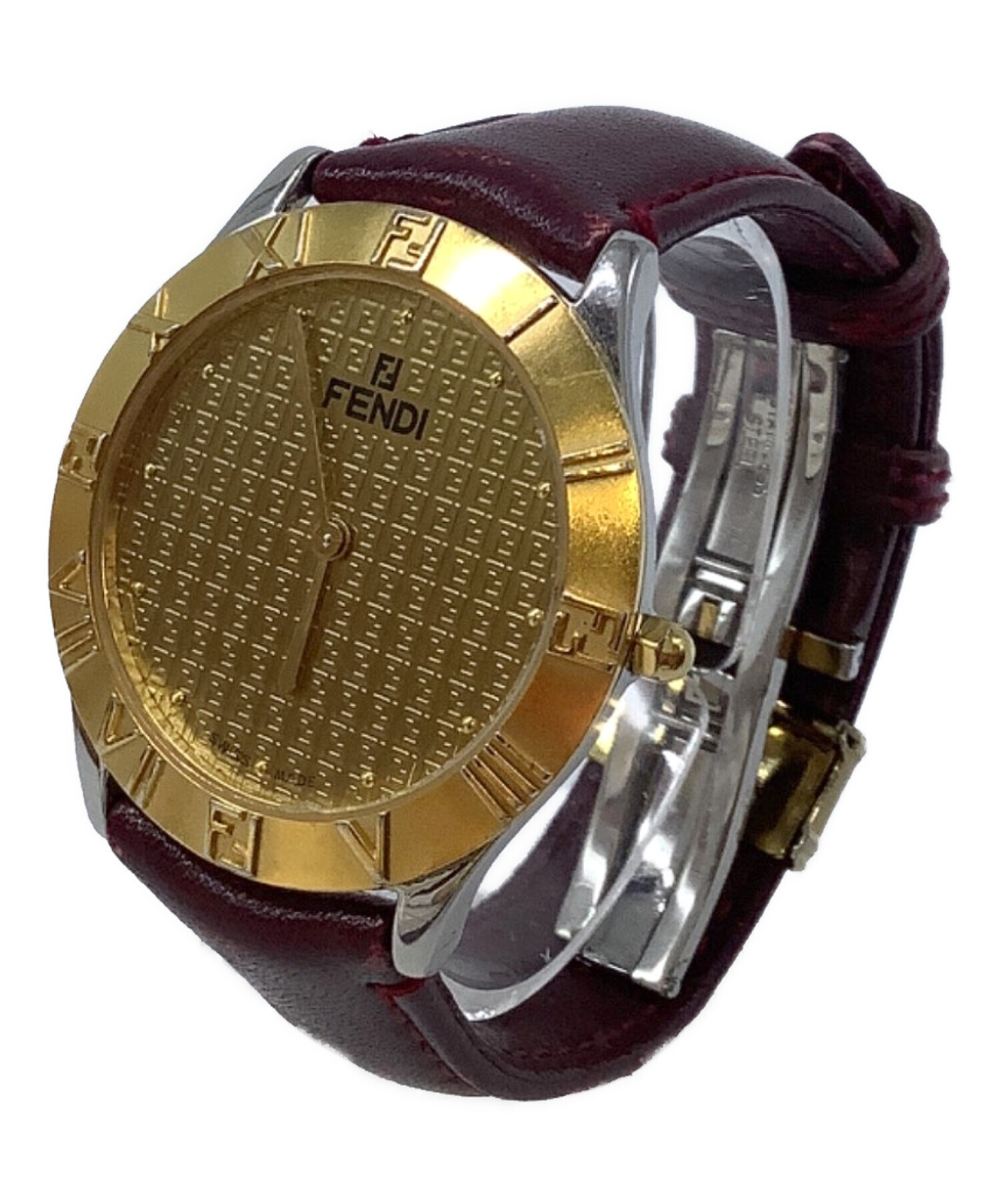 FENDI フェンディ レディース 腕時計 ゴールド クォーツ レッドベルト 中古・古着通販】FENDI (フェンディ) リストウォッチ ゴールド