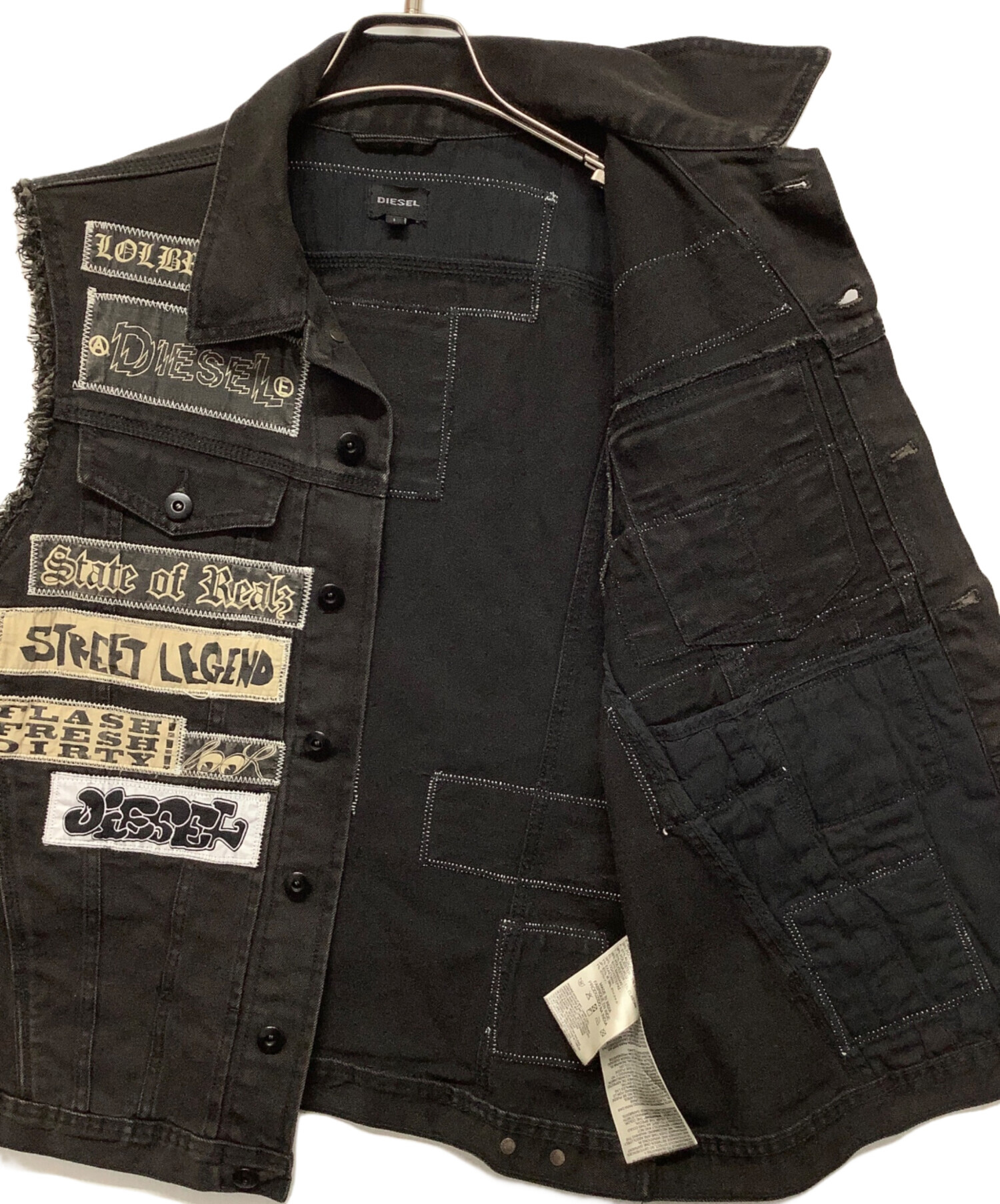 中古・古着通販】DIESEL (ディーゼル) デニムベスト ブラック サイズ:L 