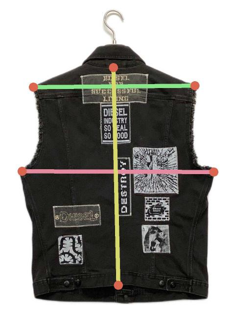 中古・古着通販】DIESEL (ディーゼル) デニムベスト ブラック サイズ:L 