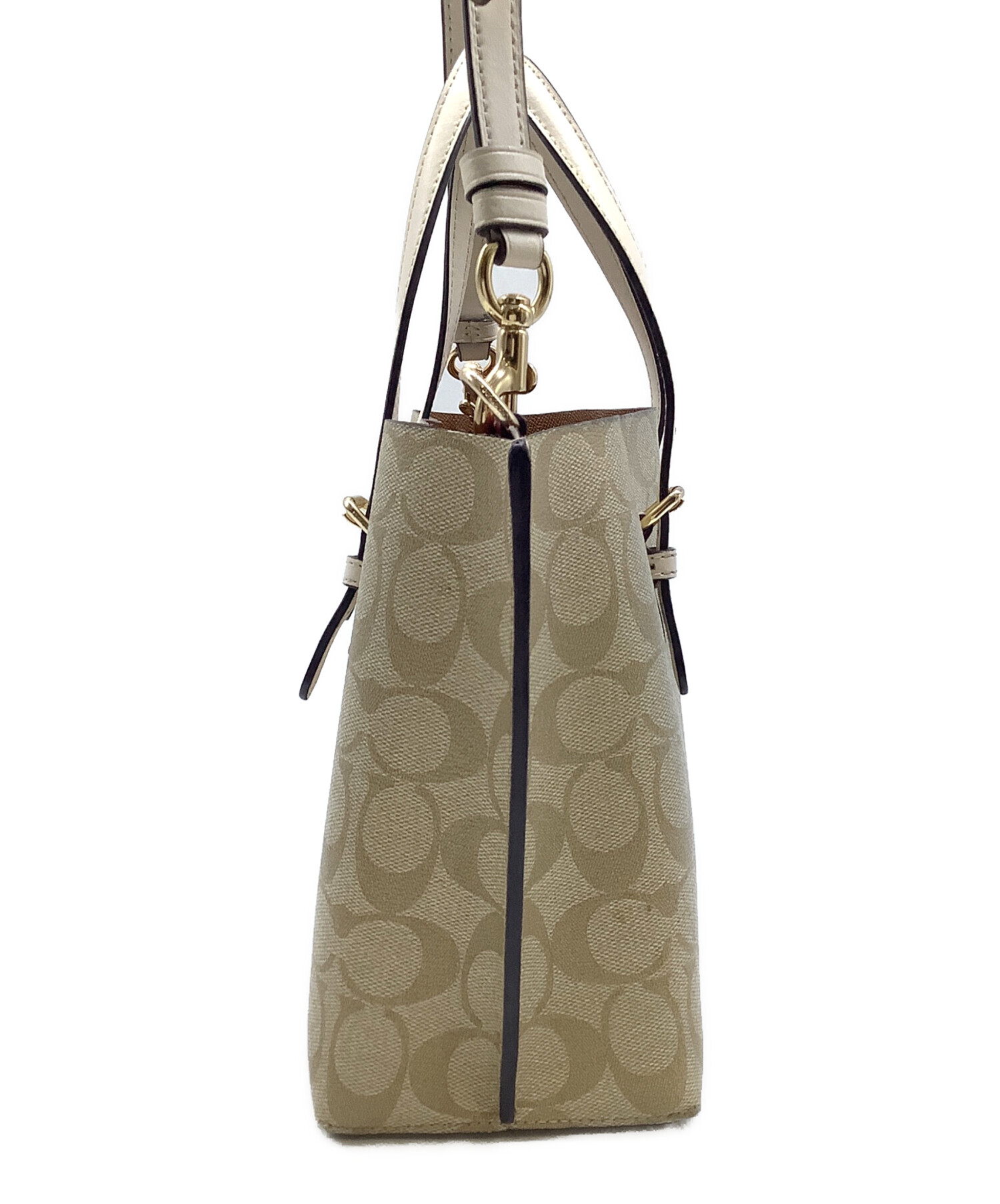 COACH キャンバス ショルダーバッグ 2way ベージュ 20 中古・古着通販】COACH (コーチ) キャンバス2Wショルダーバッグ