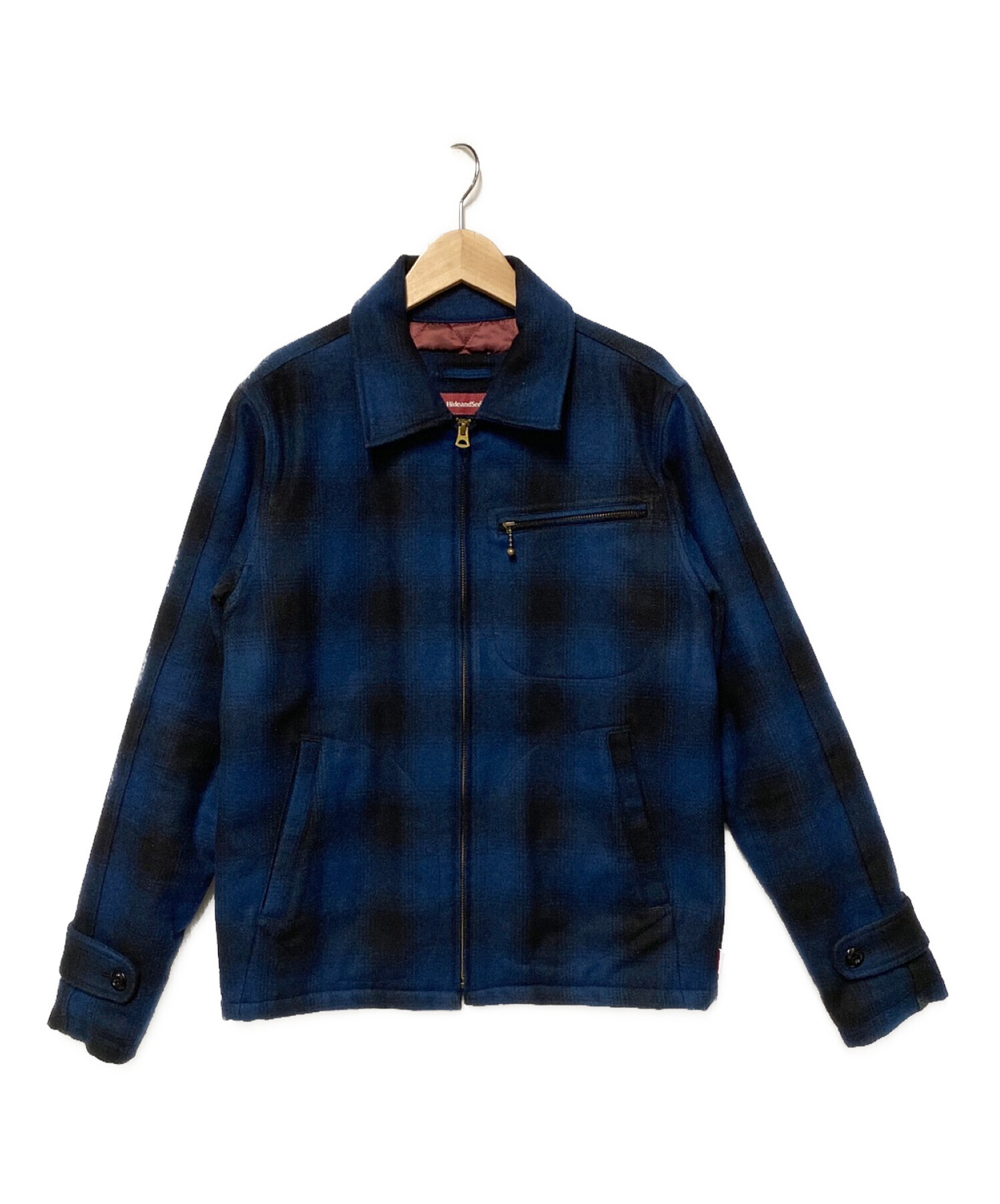 HIDEANDSEEK ダークブルー チェック ジャケット 中古・古着通販】HIDE AND SEEK (ハイドアンドシーク) 裏キルティング