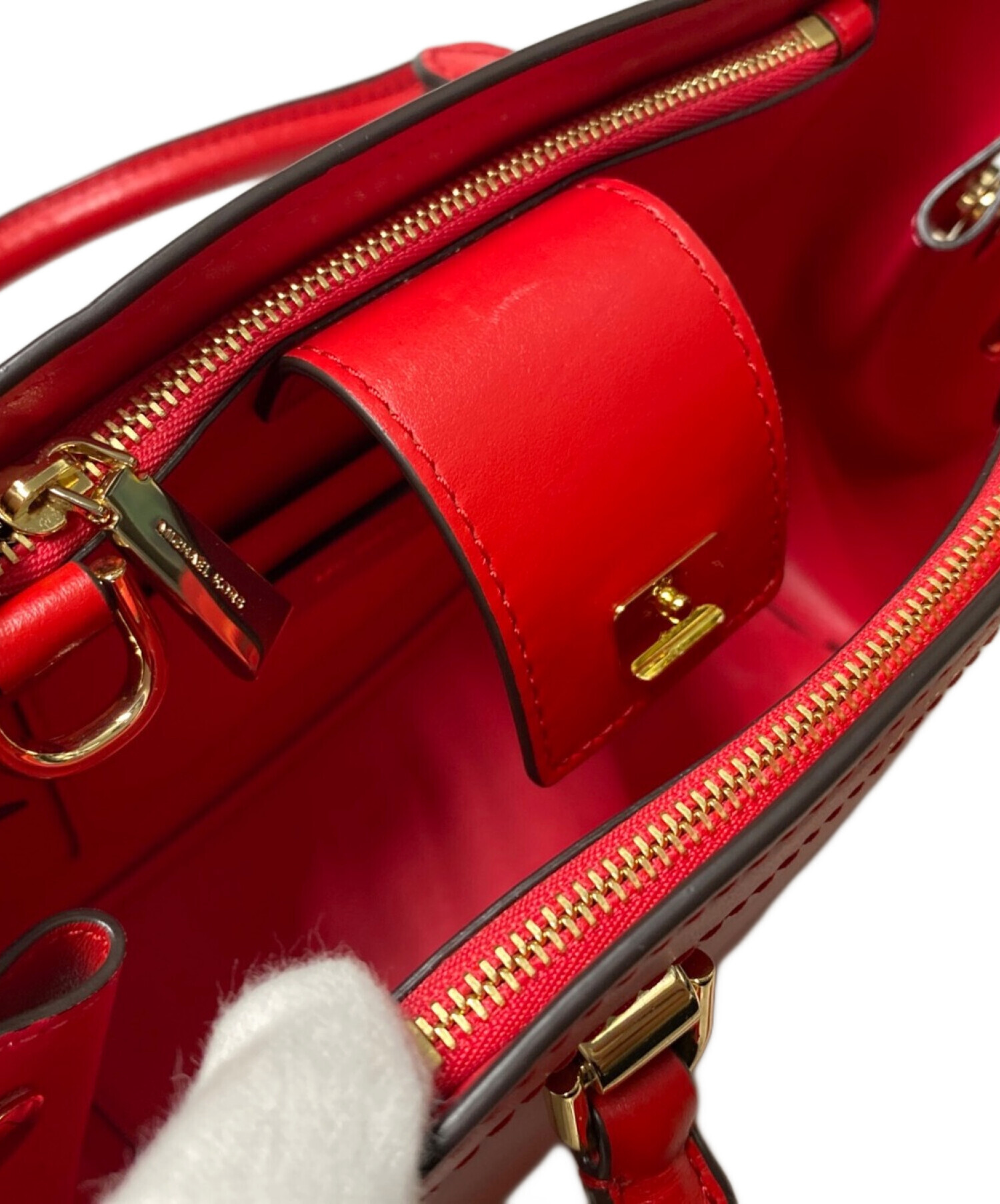 美品 MICHAEL KORS マイケルコース 2WAY ハンドバッグ ショルダーバッグ AV-1812 レッド レディース 古着 中古 USED 中古・古着通販】MICHAEL KORS (マイケルコース) 2WAYレザーショルダー