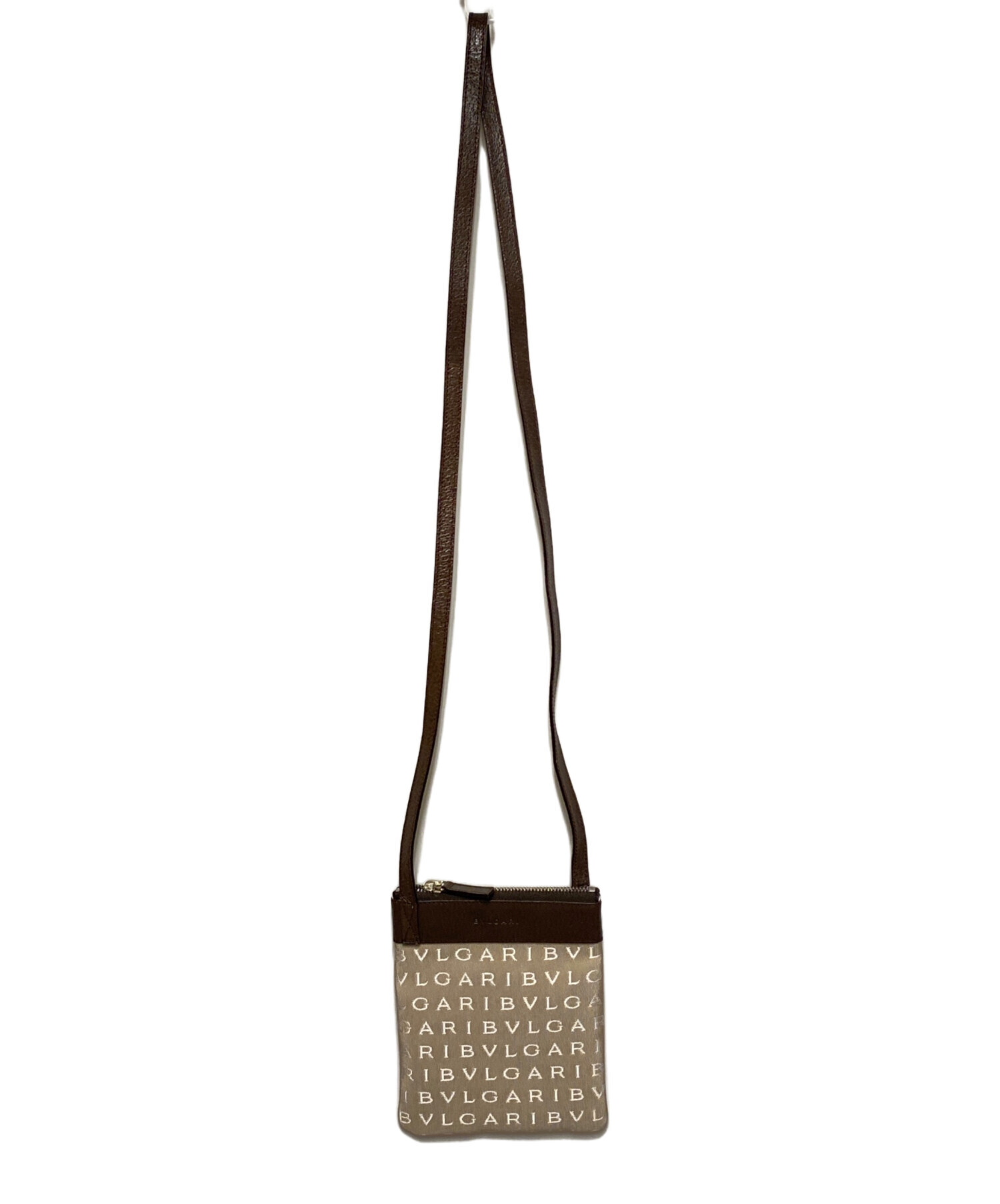 極美品 BVLGARI アスコット ロゴマニア ショルダーキャンバス×レザー 極美品 BVLGARI アスコット ロゴマニア ショルダーキャンバス×レザー