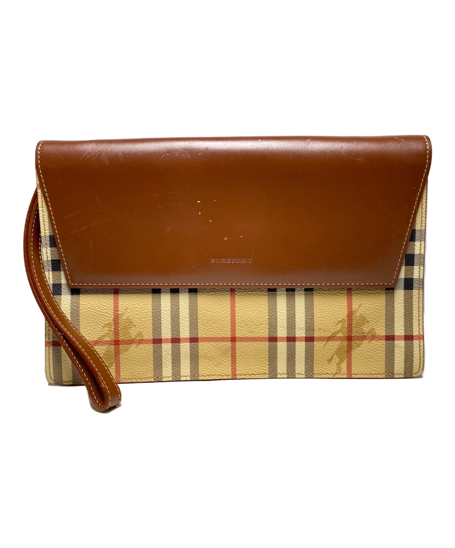 中古・古着通販】BURBERRY (バーバリー) クラッチバッグ ブラウン 