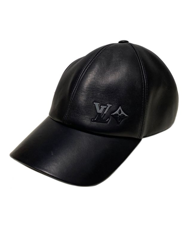 美品 ルイヴィトン LV デュアル レザー キャップ ブラック 6パネル 黒 中古・古着通販】LOUIS VUITTON (ルイ ヴィトン) LV デュアル 6