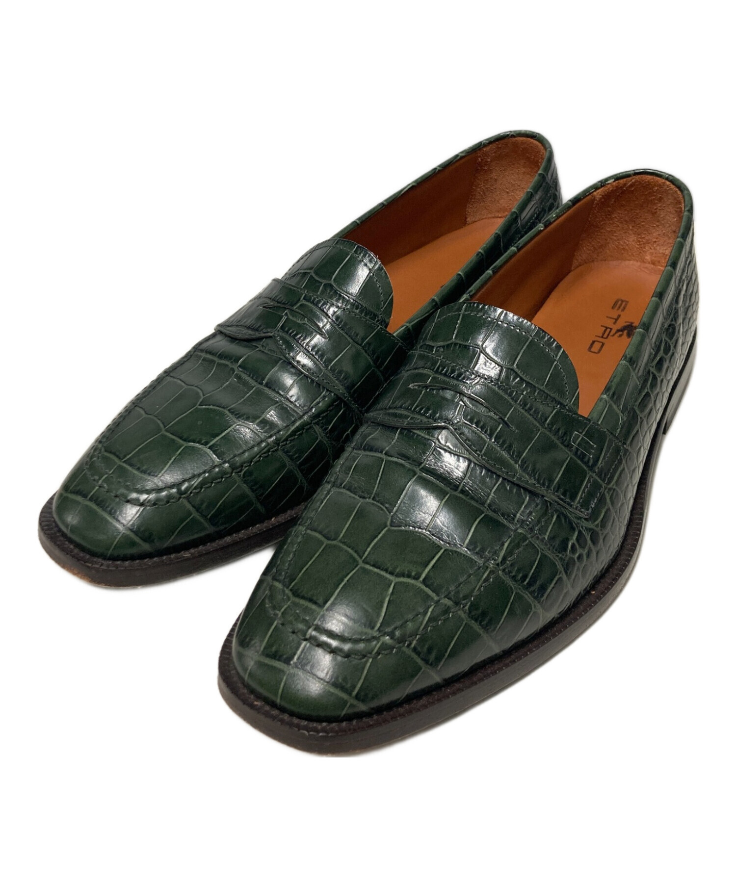 中古・古着通販】ETRO (エトロ) クロコ型押しコインローファー 