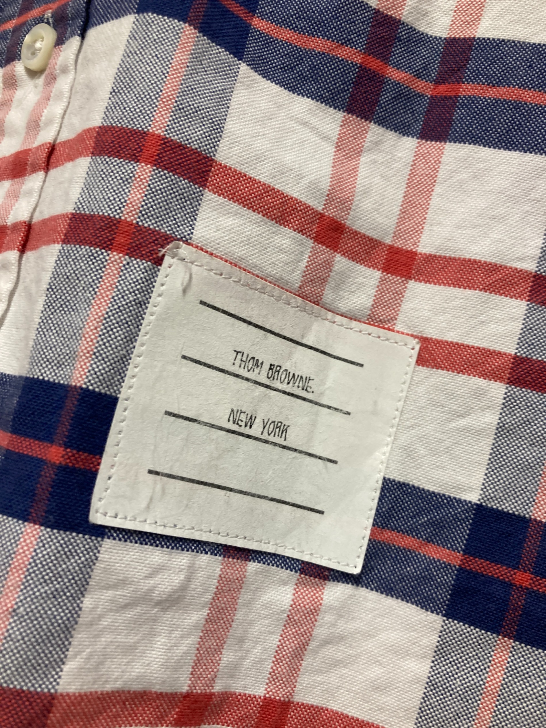 THOM BROWNE トムブラウンチェックシャツ トリコロール 中古・古着通販】Thom Browne (トムブラウン) コットンBDチェック